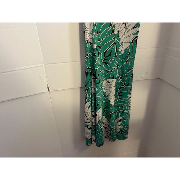 Women’s Green Tropical Leaf Print Babydoll Sundress Small Spaghetti Strap Summer - Picture 7 of 8